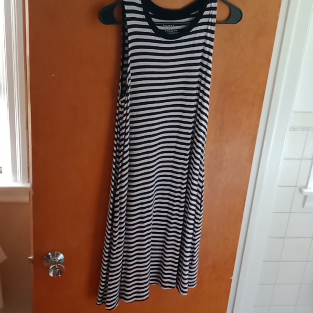 Black and white striped sleeveless dress